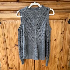 NWT Aeropostale Cold Shoulder Sweater Gray Knit Women's Size Medium